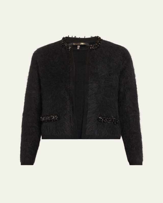 Madeline Fuzzy Bead-Trim Sweat